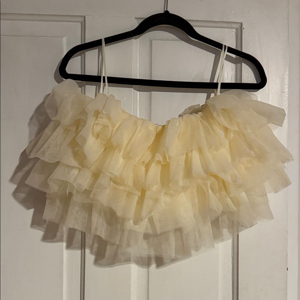 Sunday in Brooklyn Cream Ruffle Top